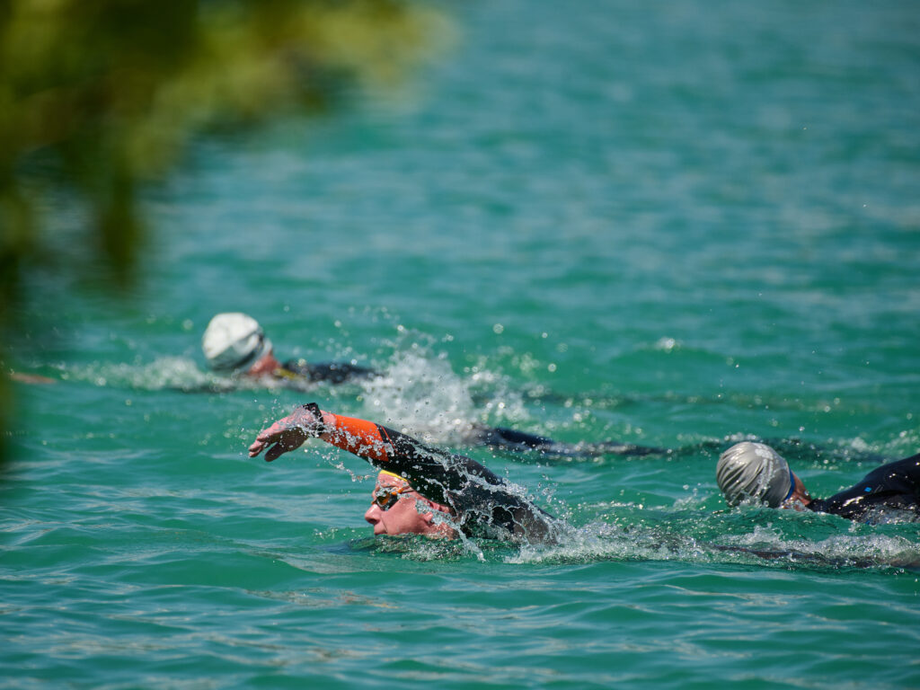 Sesión de natación tomada en el triathlon de pamplona
